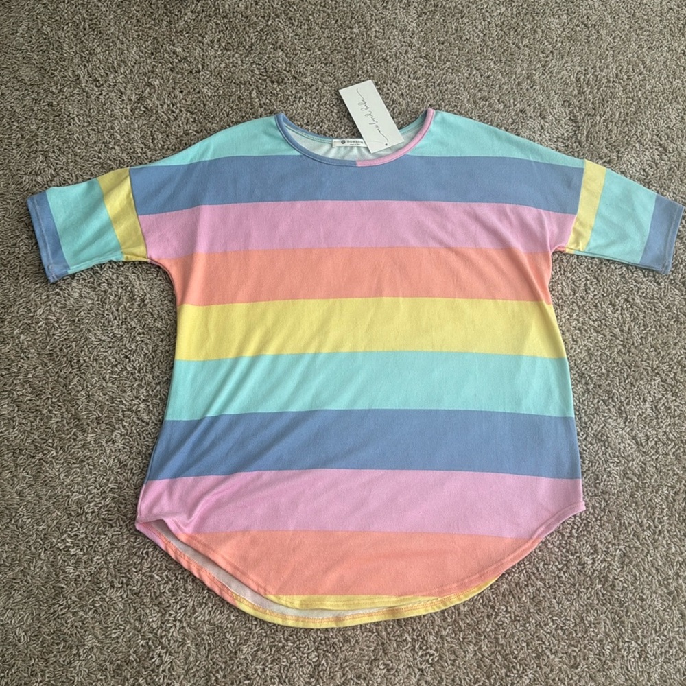 NWT Striped Pastel Top